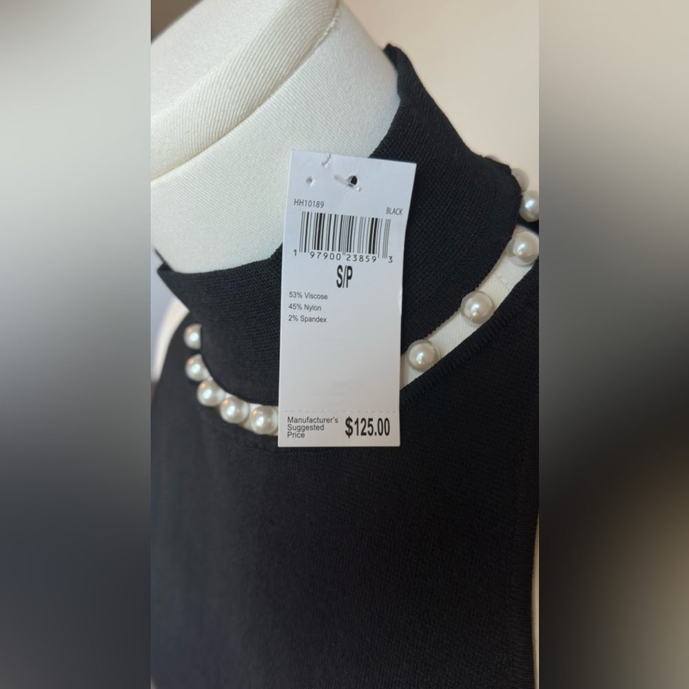 House of Harlow 1960 Black Pearl-Embellished Top Size SP New With Tags - Picture 6 of 7